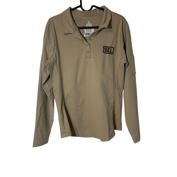 Lapco FR Womens Long Sleeve Tan Henley Top M Work Office Welding Electric Work - Picture 1 of 5